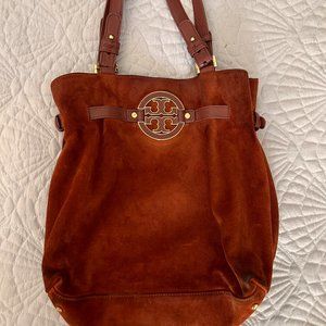 USED Tory Burch Suede Burgundy bag tote